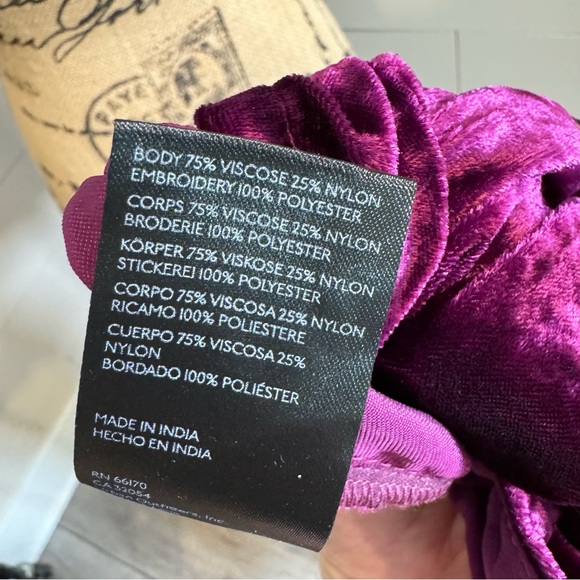 Anthropologie Velvet Cutwork Top V neck Plum XS - NOTE FLAW IN LISTING - Picture 12 of 12